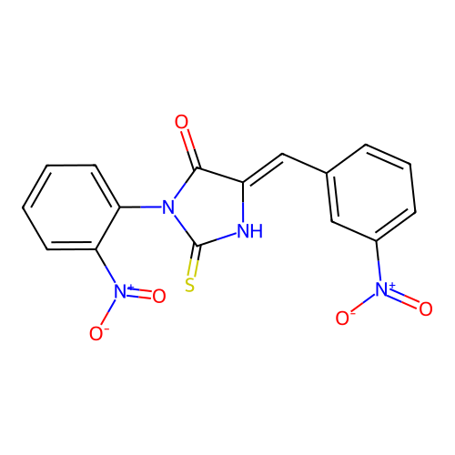4-Imidazolidinone, 3-(2-nitrophenyl)-5-((3-nitrophenyl)methylene)-2-thioxo- structure