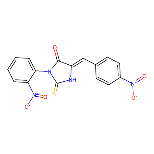 4-Imidazolidinone, 3-(2-nitrophenyl)-5-((4-nitrophenyl)methylene)-2-thioxo- structure