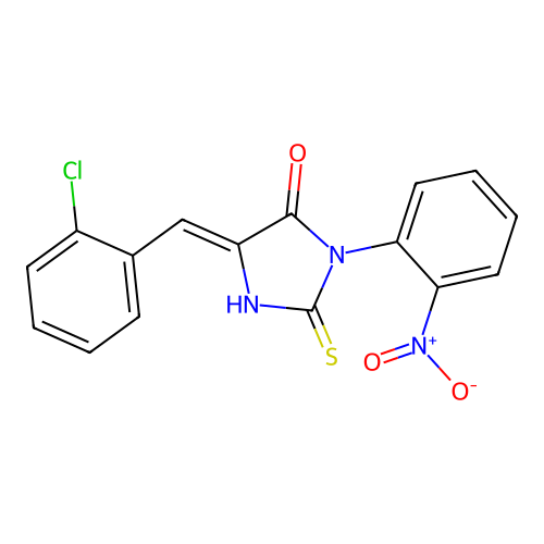 4-Imidazolidinone, 5-((2-chlorophenyl)methylene)-3-(2-nitrophenyl)-2-thioxo- structure