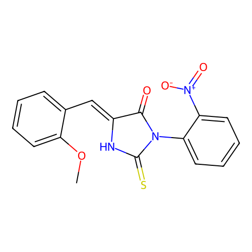 4-Imidazolidinone, 5-((2-methoxyphenyl)methylene)-3-(2-nitrophenyl)-2-thioxo- structure