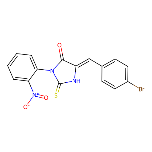 4-Imidazolidinone, 5-((4-bromophenyl)methylene)-3-(2-nitrophenyl)-2-thioxo- structure