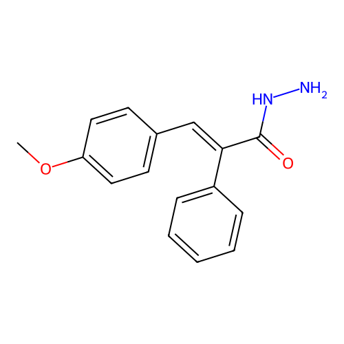 Benzeneacetic acid, alpha-((4-methoxyphenyl)methylene)-, hydrazide structure