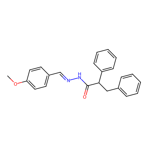 Benzenepropanoic acid, alpha-phenyl-, ((4-methoxyphenyl)methylene)hydrazide structure