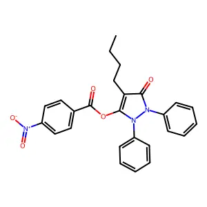 3H-Pyrazol-3-one, 1,2-dihydro-4-butyl-5-((4-nitrobenzoyl)oxy)-1,2-diphenyl- structure
