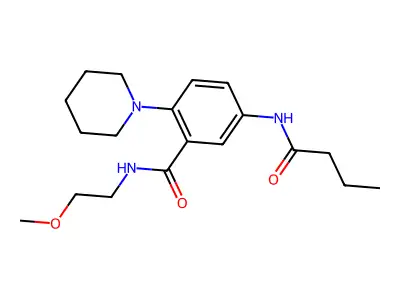 5-(butanoylamino)-N-(2-methoxyethyl)-2-piperidin-1-ylbenzamide structure