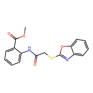 Methyl 2-(2-benzoxazol-2-ylthioacetylamino)benzoate structure