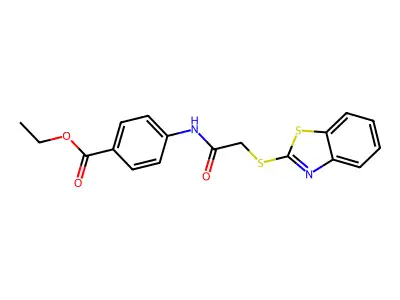 Ethyl 4-(2-benzothiazol-2-ylthioacetylamino)benzoate structure