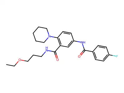 N-(3-ethoxypropyl)-5-[(4-fluorobenzoyl)amino]-2-piperidin-1-ylbenzamide structure