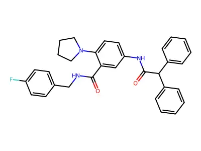 5-(2,2-Diphenylacetamido)-N-[(4-fluorophenyl)methyl]-2-(pyrrolidin-1-yl)benzamide structure