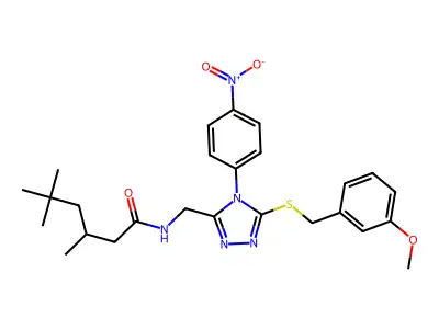 N-{[5-{[(3-Methoxyphenyl)methyl]sulfanyl}-4-(4-nitrophenyl)-4H-1,2,4-triazol-3-yl]methyl}-3,5,5-trimethylhexanamide structure