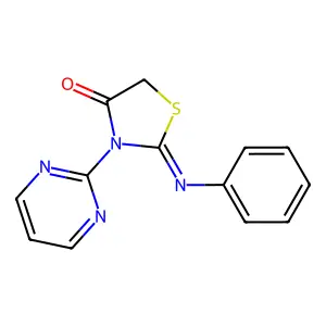 (2Z)-2-(Phenylimino)-3-pyrimidin-2-yl-1,3-thiazolidin-4-one structure