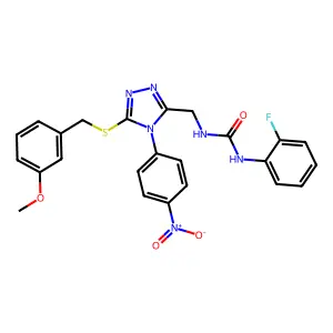 N-(2-Fluorophenyl)-N'-{[5-{[(3-methoxyphenyl)methyl]sulfanyl}-4-(4-nitrophenyl)-4H-1,2,4-triazol-3-yl]methyl}urea structure