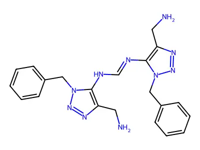 Methanimidamide,n,n-bis[4-(aminomethyl)-1-(phenylmethyl)-1h-1,2,3-triazol-5-yl]- structure