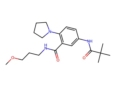 5-(2,2-Dimethylpropanamido)-N-(3-methoxypropyl)-2-(pyrrolidin-1-yl)benzamide structure