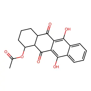 6,11-Dihydroxy-5,12-dioxo-1,2,3,4,4a,5,12,12a-octahydrotetracen-1-yl acetate structure