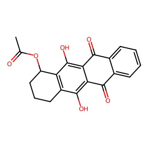 (5,12-Dihydroxy-6,11-dioxo-1,2,3,4-tetrahydrotetracen-1-yl) acetate structure