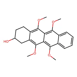 5,6,11,12-Tetramethoxy-1,2,3,4-tetrahydrotetracen-2-ol structure