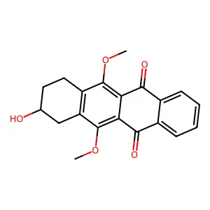 8-Hydroxy-6,11-dimethoxy-7,8,9,10-tetrahydrotetracene-5,12-dione structure