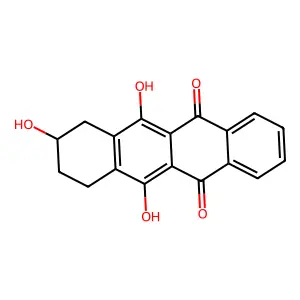 6,8,11-Trihydroxy-7,8,9,10-tetrahydrotetracene-5,12-dione structure