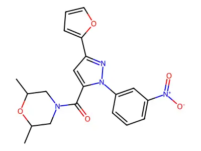 (2,6-dimethylmorpholin-4-yl)-[5-(furan-2-yl)-2-(3-nitrophenyl)pyrazol-3-yl]methanone structure