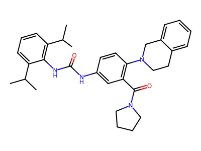 1-[4-(3,4-dihydro-1H-isoquinolin-2-yl)-3-(pyrrolidine-1-carbonyl)phenyl]-3-[2,6-di(propan-2-yl)phenyl]urea structure