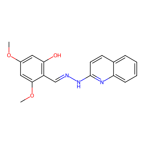 3,5-Dimethoxy-6-[(2-quinolin-2-ylhydrazinyl)methylidene]cyclohexa-2,4-dien-1-one structure