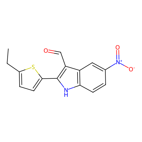 2-(5-ethylthiophen-2-yl)-5-nitro-1H-indole-3-carbaldehyde structure