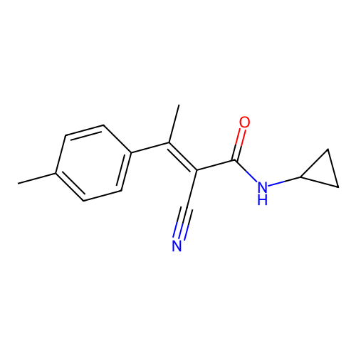 (E)-2-cyano-N-cyclopropyl-3-(4-methylphenyl)but-2-enamide structure
