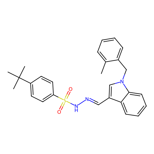 4-tert-butyl-N'-{(E)-[1-(2-methylbenzyl)-1H-indol-3-yl]methylidene}benzenesulfonohydrazide structure