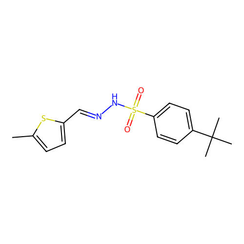 4-tert-butyl-N-[(E)-(5-methylthiophen-2-yl)methylideneamino]benzenesulfonamide structure