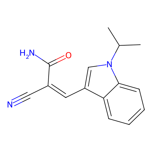2-Cyano-3-(1-propan-2-ylindol-3-yl)prop-2-enamide structure