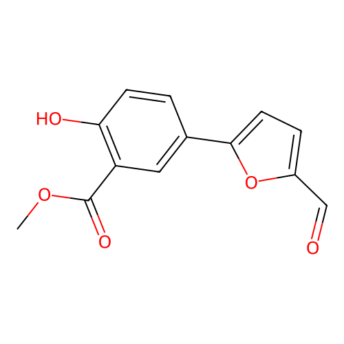 Methyl 5-(5-formyl-2-furyl)-2-hydroxybenzoate structure