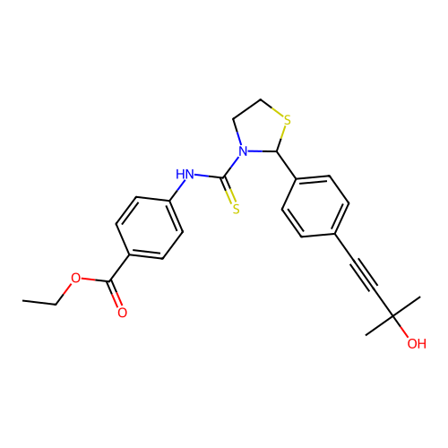 Ethyl 4-[({2-[4-(3-hydroxy-3-methyl-1-butyn-1-yl)phenyl]-1,3 structure