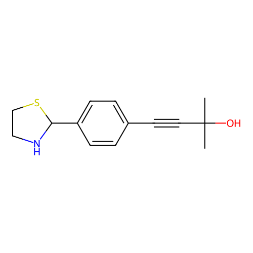 2-Methyl-4-[4-(1,3-thiazolidin-2-yl)phenyl]but-3-yn-2-ol structure