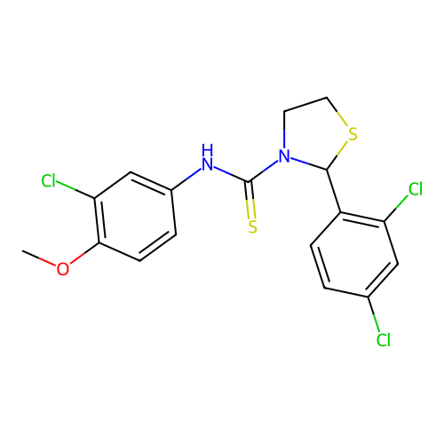 3-Thiazolidinecarbothioamide, N-(3-chloro-4-methoxyphenyl)-2-(2,4-dichlorophenyl)- (9CI) structure