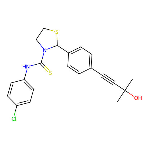 3-Thiazolidinecarbothioamide, N-(4-chlorophenyl)-2-[4-(3-hydroxy-3-methyl-1-butynyl)phenyl]- (9CI) structure