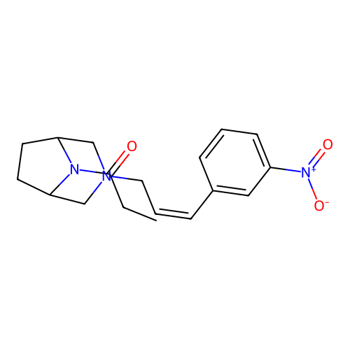 3,8-Diazabicyclo(3.2.1)octane, 3-(p-nitrocinnamyl)-8-propionyl- structure