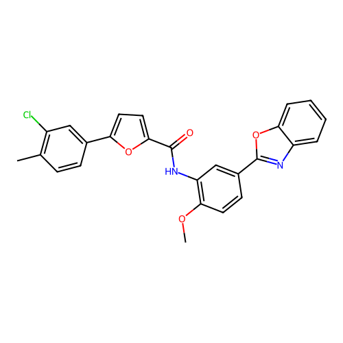 N-[5-(1,3-benzoxazol-2-yl)-2-methoxyphenyl]-5-(3-chloro-4-methylphenyl)furan-2-carboxamide structure
