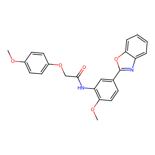 N-[5-(1,3-benzoxazol-2-yl)-2-methoxyphenyl]-2-(4-methoxyphenoxy)acetamide structure