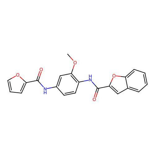 N-{4-[(furan-2-ylcarbonyl)amino]-2-methoxyphenyl}-1-benzofuran-2-carboxamide structure