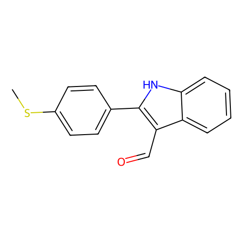 2-(4-methylsulfanylphenyl)-1H-indole-3-carbaldehyde structure