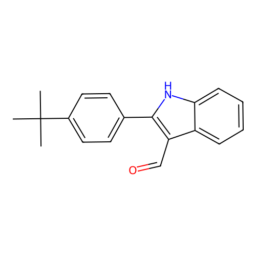 2-(4-tert-butylphenyl)-1H-indole-3-carbaldehyde structure