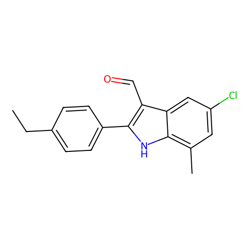 5-chloro-2-(4-ethylphenyl)-7-methyl-1H-indole-3-carbaldehyde structure