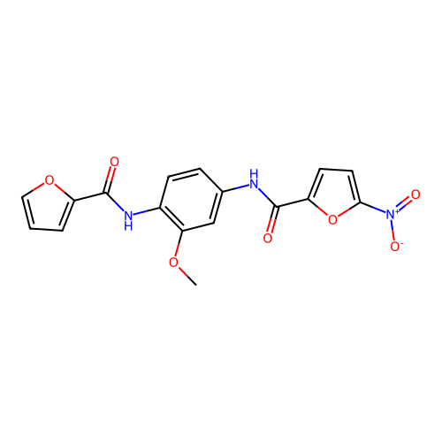 N-[4-(furan-2-carbonylamino)-3-methoxyphenyl]-5-nitrofuran-2-carboxamide structure