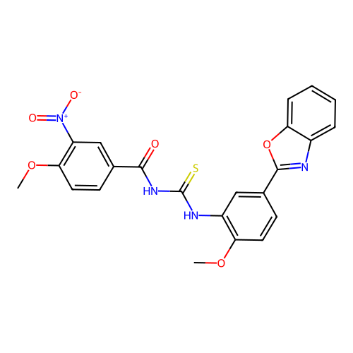 1-[5-(1,3-BENZOXAZOL-2-YL)-2-METHOXYPHENYL]-3-(4-METHOXY-3-NITROBENZOYL)THIOUREA structure