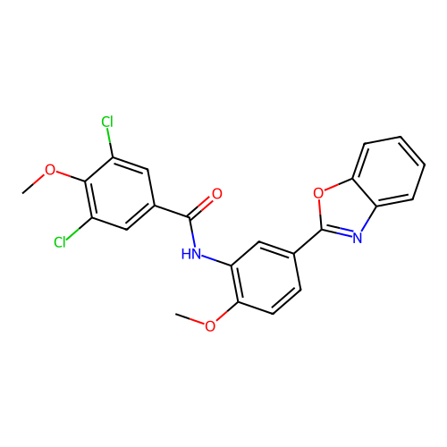 N-[5-(1,3-benzoxazol-2-yl)-2-methoxyphenyl]-3,5-dichloro-4-methoxybenzamide structure