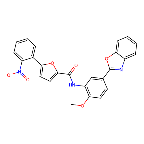 N-[5-(1,3-benzoxazol-2-yl)-2-methoxyphenyl]-5-(2-nitrophenyl)furan-2-carboxamide structure