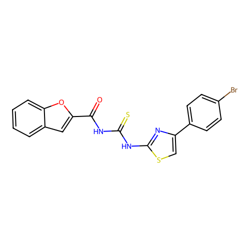 N-{[4-(4-bromophenyl)-1,3-thiazol-2-yl]carbamothioyl}-1-benzofuran-2-carboxamide structure