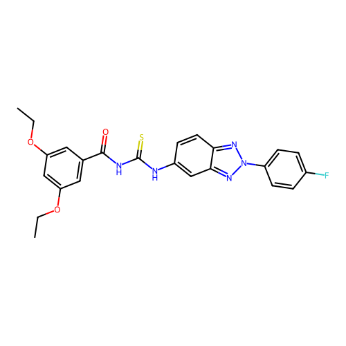 3,5-diethoxy-N-{[2-(4-fluorophenyl)-2H-benzotriazol-5-yl]carbamothioyl}benzamide structure