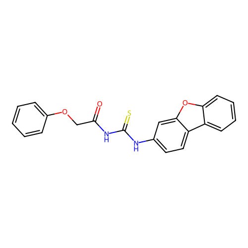N-(dibenzo[b,d]furan-3-ylcarbamothioyl)-2-phenoxyacetamide structure